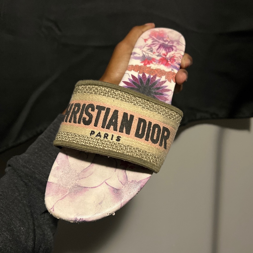 Dior Floral Sandals - Pink and Green